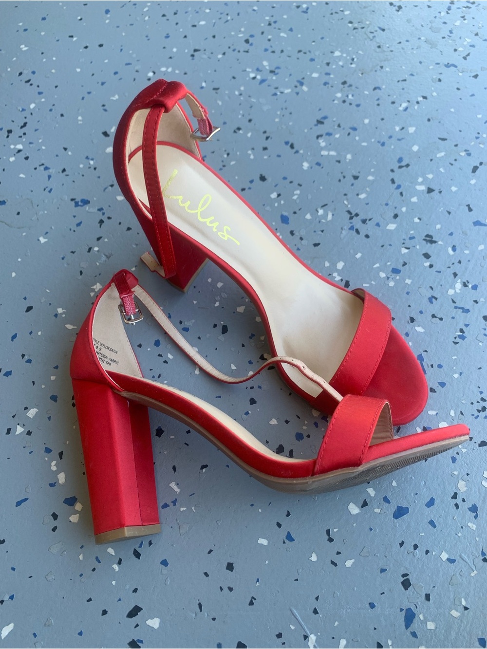 Lulu's Bright Red Block Heel Ankle-Strap Sandals